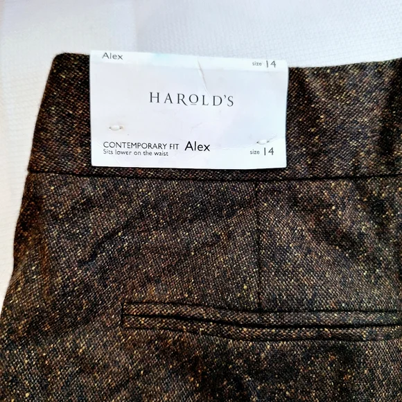 NWT Harold's brand "Harold in Tweed" Plus-size 14 wool silk blend wide leg pants - Picture 11 of 11